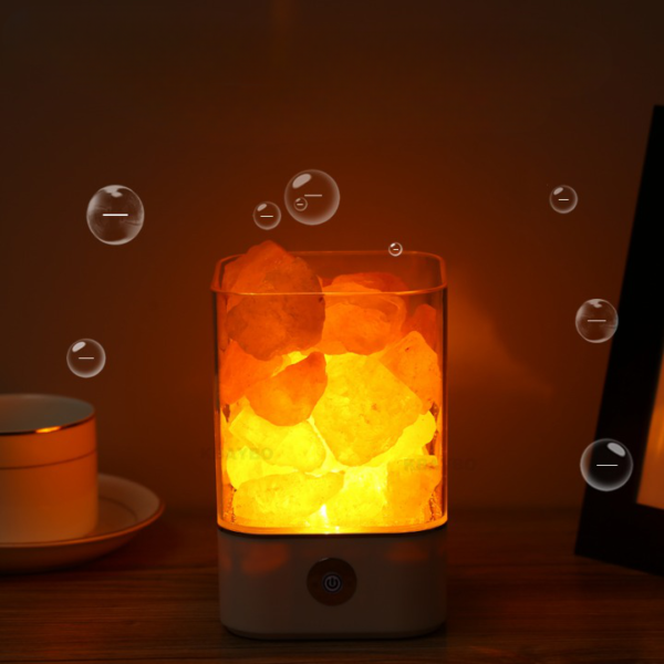 Lampe de sel vertus en cristal naturel multicolore USB