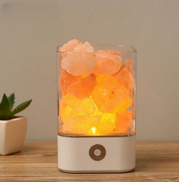 Lampe de sel vertus en cristal naturel multicolore USB