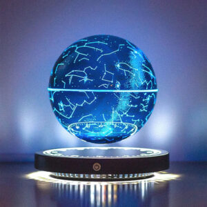 Lampe magnétique boule plusieurs couleurs présentée en bleu